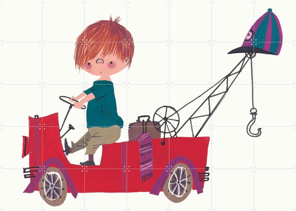 IXXI Kraanwagen I, Fiep Westendorp - 140 x 100 cm - Gratis ophangtool - Grote wanddecoratie en posters - Illustraties, Speels, Vintage, Cartoonesk