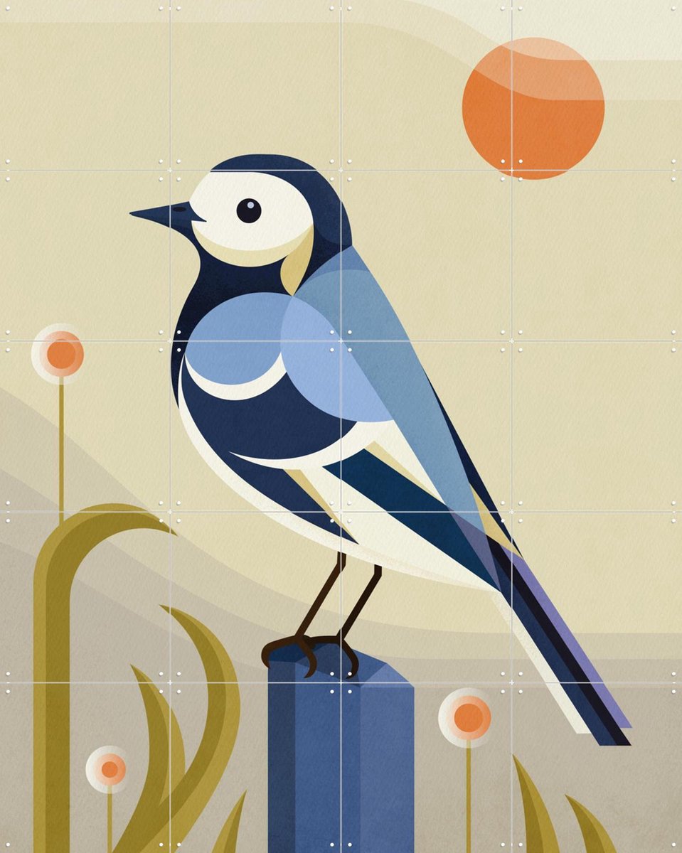 IXXI Kwikstaart, Elke Uijtewaal - 80 x 100 cm - Gratis ophangtool - Grote wanddecoratie en posters - Illustraties, Digitale Kunst, Grafisch Ontwerp
