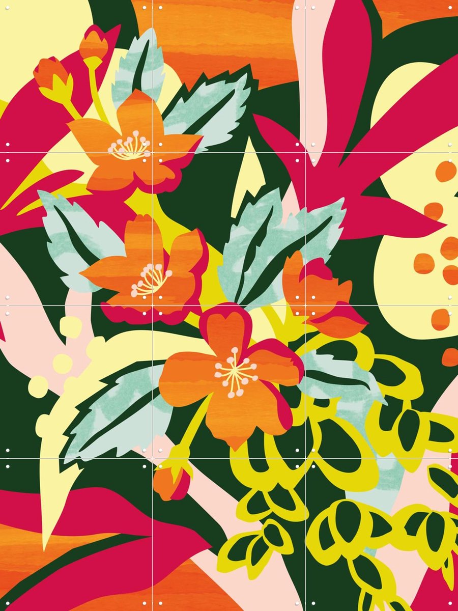 IXXI Flowers Are Cool Bright, Megan Gallagher - 60 x 80 cm - Gratis ophangtool - Grote wanddecoratie en posters - Kleurrijk, Gemengde Technieken
