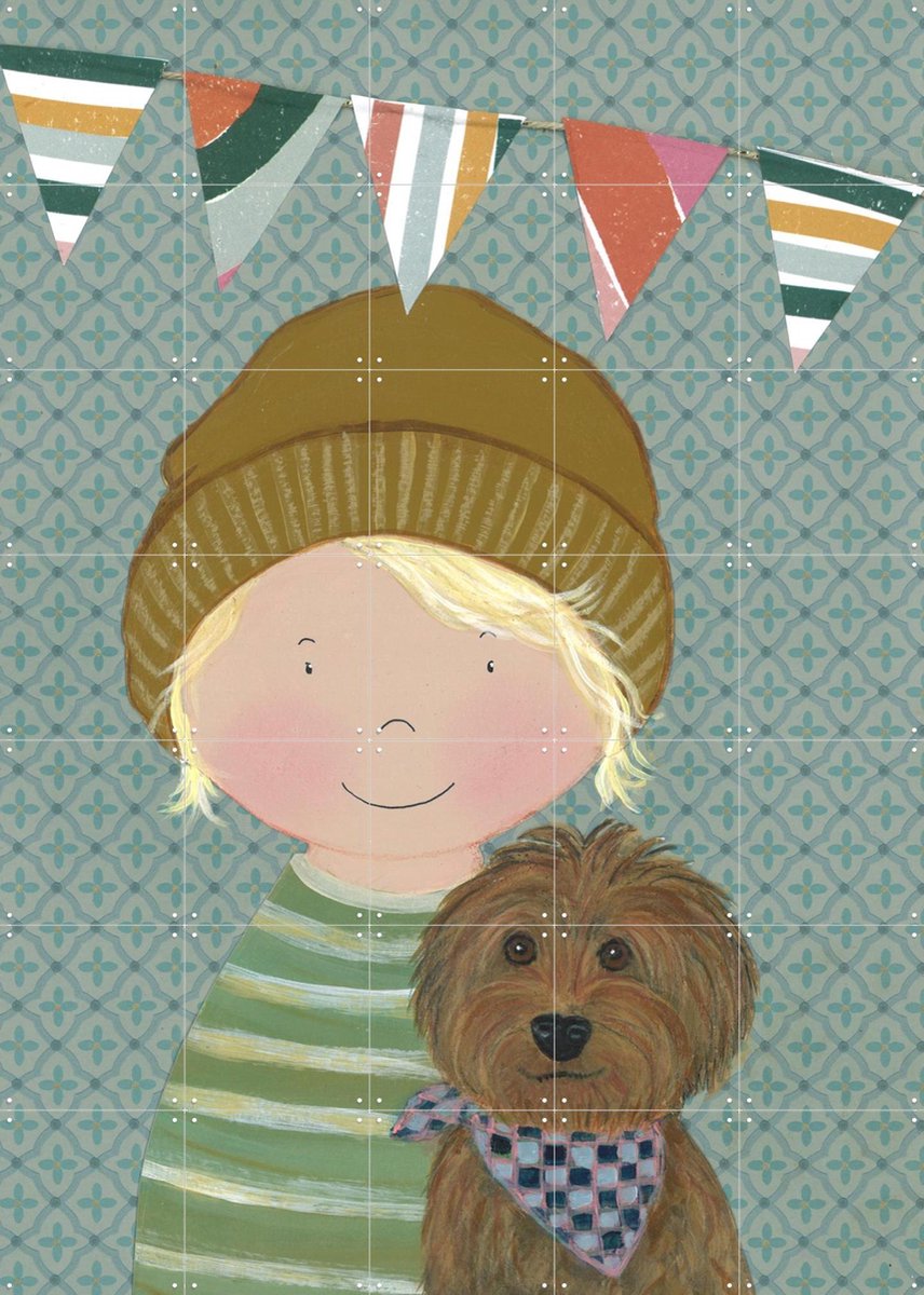 IXXI Dierenvriend, Desirée van Hattem - 100 x 140 cm - Gratis ophangtool - Grote wanddecoratie en posters - Speels, Cartoonesk, Illustraties