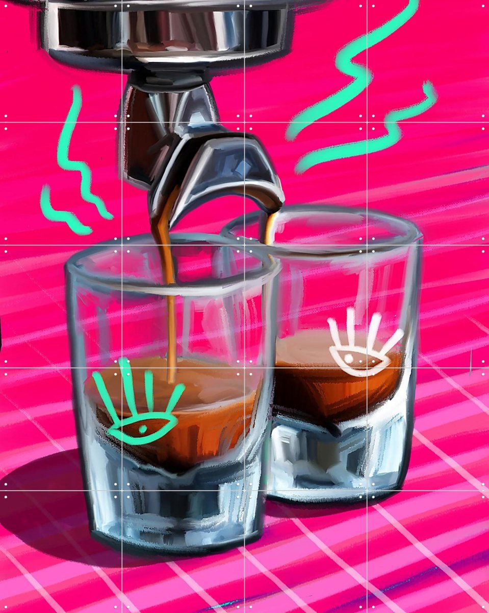 IXXI Coffee Lovers 2, Pop-art by Tadej - 80 x 100 cm - Gratis ophangtool - Grote wanddecoratie en posters - Illustraties, Pop art, Digitale Kunst