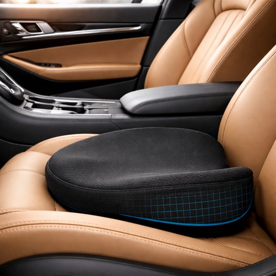 Coussin de siège auto WoonWonder - Coussin en mousse à mémoire de forme - Siège rehausseur pour Adultes - Amélioration du siège - Soulagement de la douleur - Pour voiture