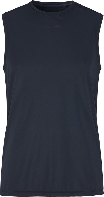 Donkerblauw mouwloos sportshirt voor heren van Craft met logo op de borst.