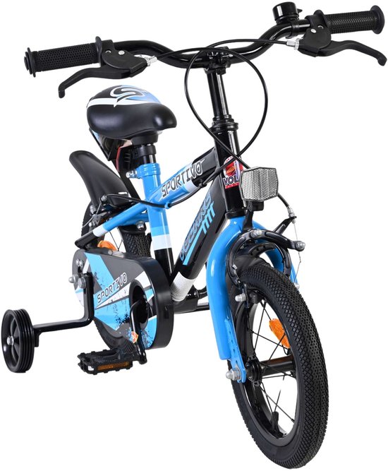 Volare Sportivo Kinderfiets - Jongens - 12 inch - Blauw Zwart - Twee Handremmen van Volare — afbeelding 4