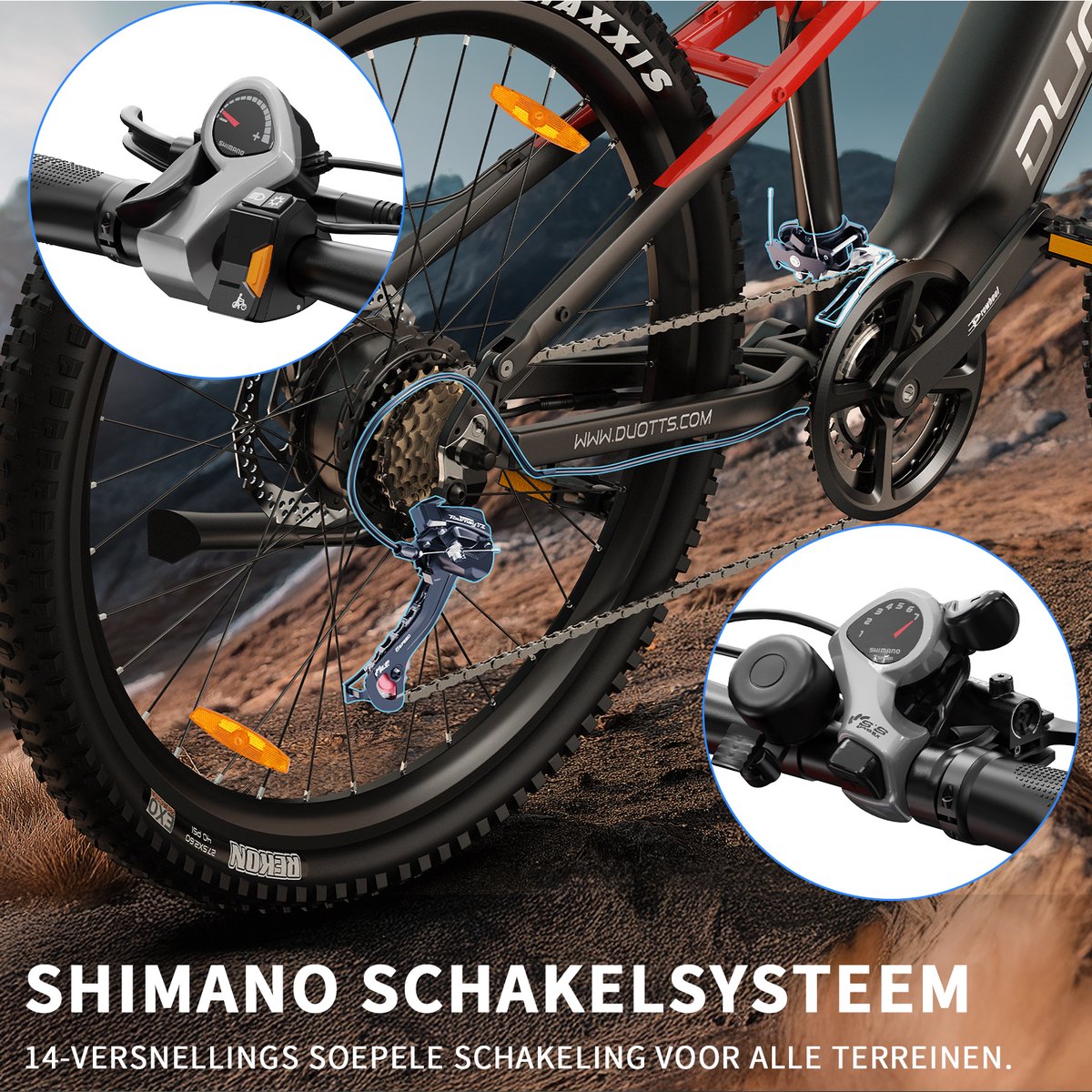 DUOTTS Elektrische Fiets - 648Wh/13.5Ah Accu - 26x2.6 Inch All thumbnail 6