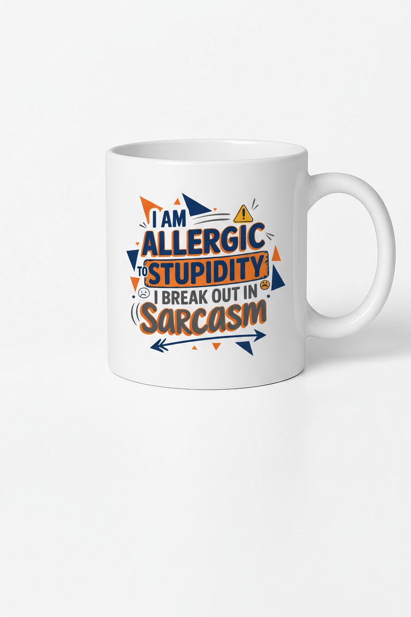 Allergic to Stupidity mok - Grappige koffiemok voor sarcasme liefhebbers