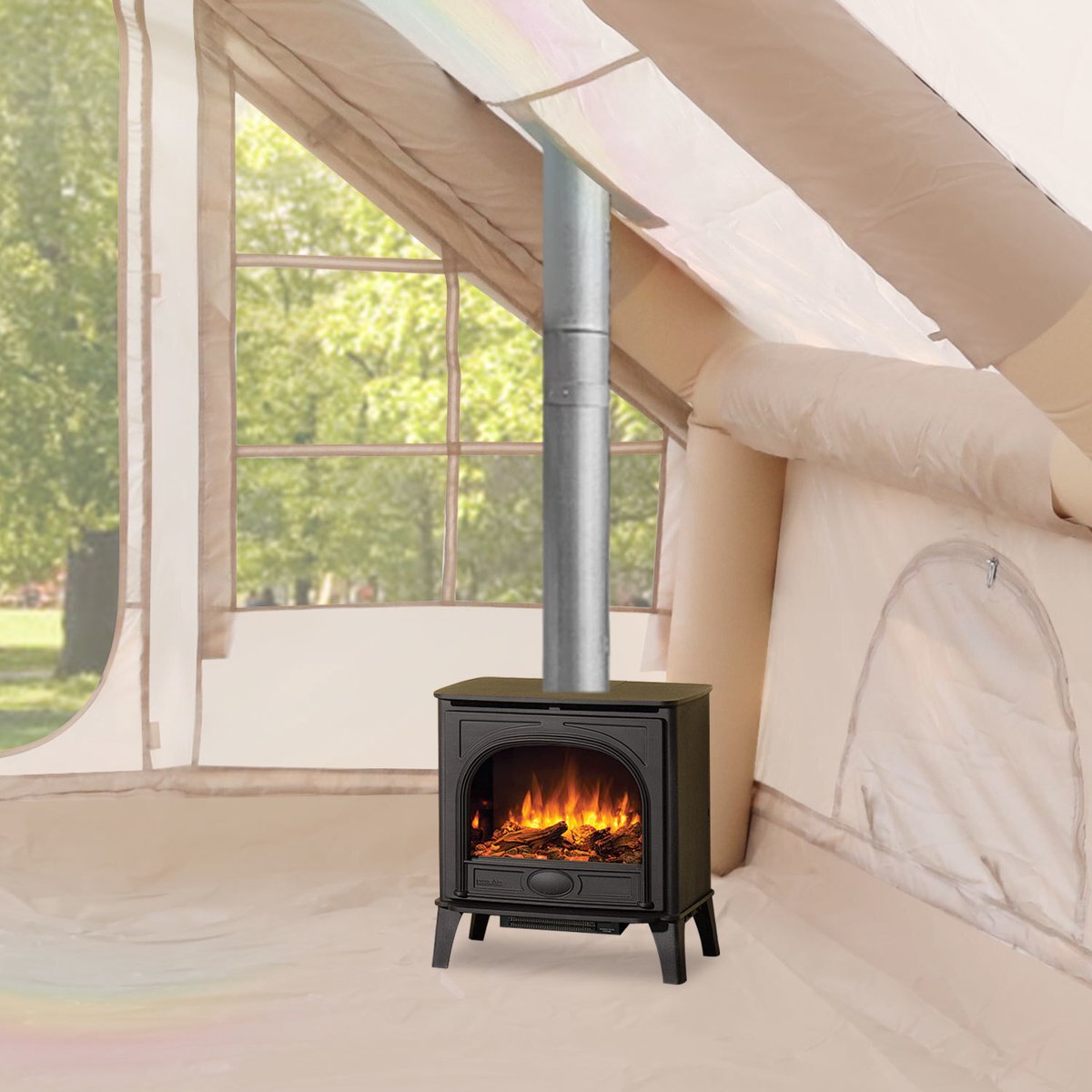opblaasbare tent opblaasbare glamping tent Waterdicht Tot 6-8 personen Beige Camping, Tuin, Glamping 300x400x210cm – foto 5