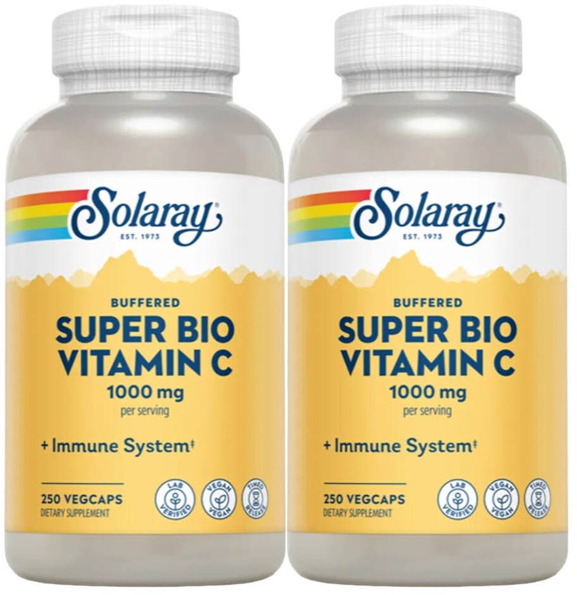 Solaray - Super Bio C Gebufferd TSTR - 2 x 250 vegacapsules - Voordeelverpakking