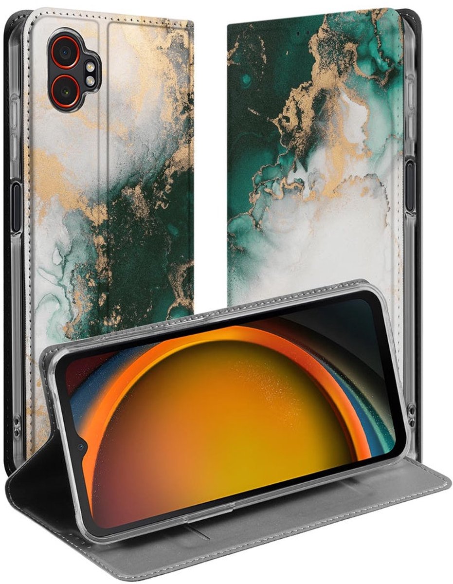 Wallet Case Samsung Galaxy Xcover 7 Pro Marmer Groen