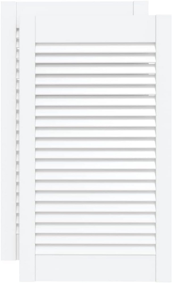Set van 2 Houten Louvre Deuren Massief Grenen Wit - Voor Ventilatie en Sfeer