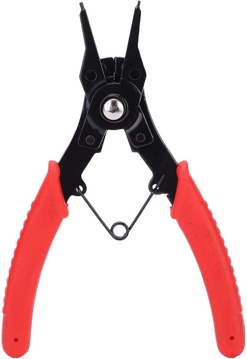 4 in 1 Snap Ring Tang Set - Externe en Interne Borgringtang van Koolstofstaal - Handig Gereedschap met 3 Klemkoppen - Rood