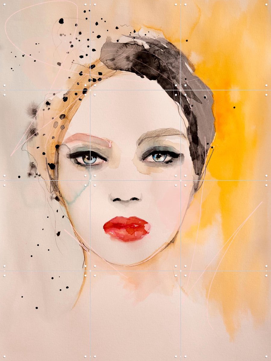 IXXI Sphere, Leigh Viner - 60 x 80 cm - Gratis ophangtool - Grote wanddecoratie en posters - Aquarel, Illustraties, Woonkamer, Slaapkamer, Mode