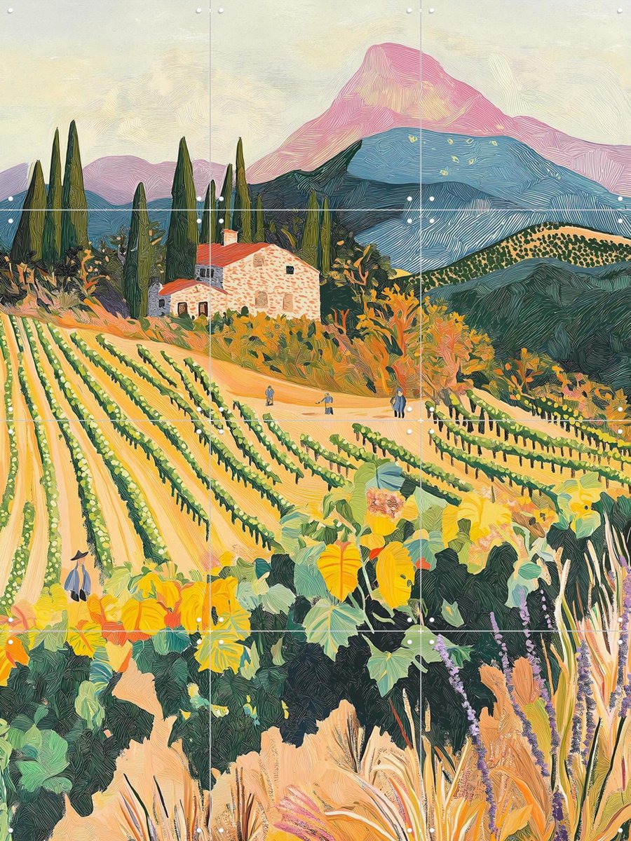IXXI Bordeaux Fields, Artclaud - 60 x 80 cm - Gratis ophangtool - Grote wanddecoratie en posters - Illustraties, Naturalisme, Fantasierijk