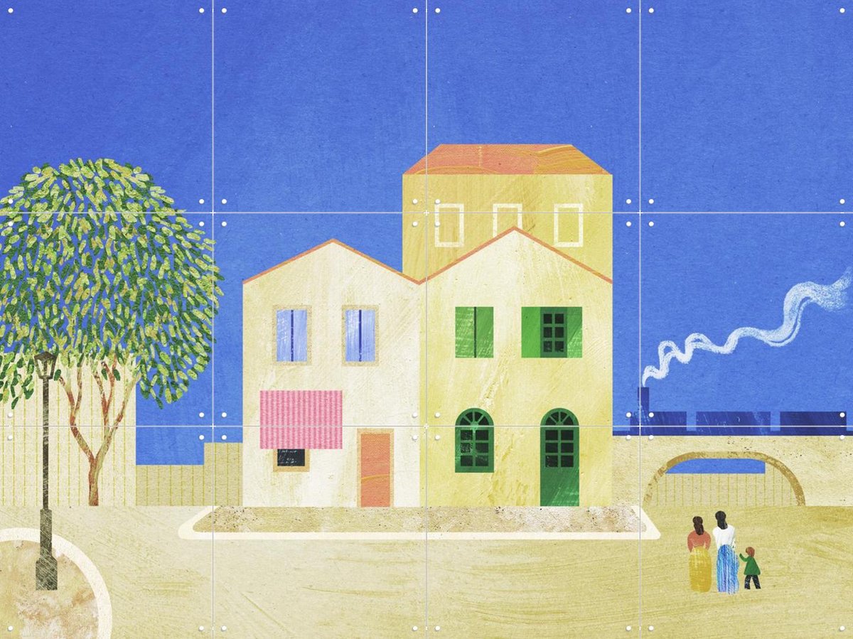 IXXI Yellow House, Henry Rivers & Van Gogh 21st Century - 80 x 60 cm - Gratis ophangtool - Grote wanddecoratie en posters - Klassiek, Kleurrijk