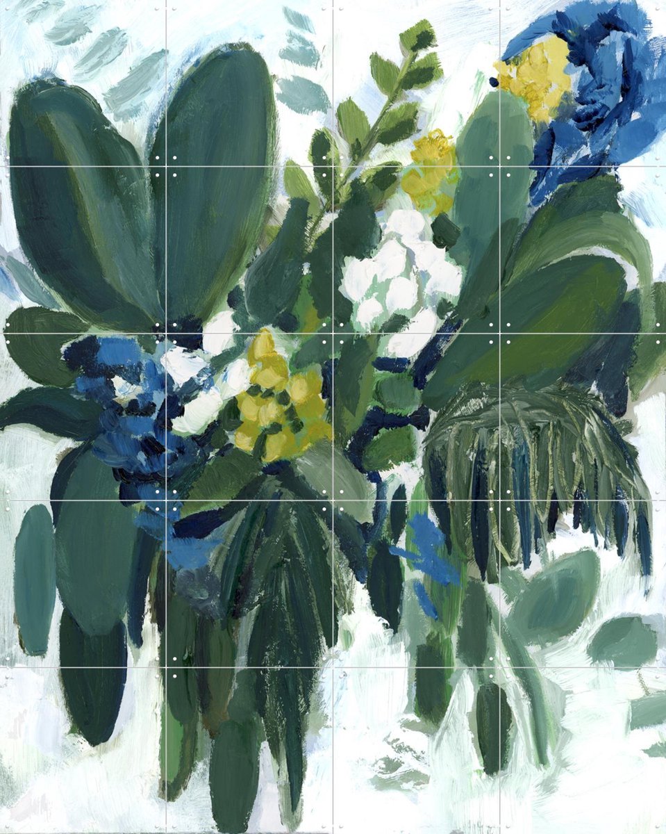 IXXI Blue Dream Floral, Green Barn Studio - 80 x 100 cm - Gratis ophangtool - Grote wanddecoratie en posters - Abstract, Klassiek, Olieverf