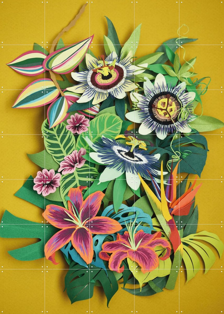IXXI Jungle, Geertje Aalders - 100 x 140 cm - Gratis ophangtool - Grote wanddecoratie en posters - Speels, Kleurrijk, Gemengde Technieken