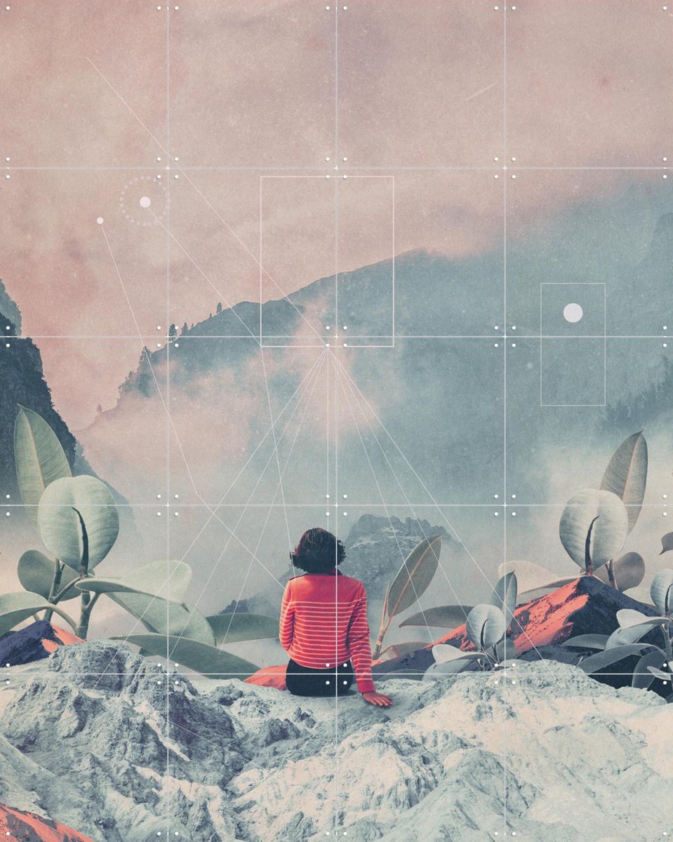 IXXI Lost in the 17th Dimension, Frank Moth - 80 x 100 cm - Gratis ophangtool - Grote wanddecoratie en posters - Kleurrijk, Digitale Kunst, Collage
