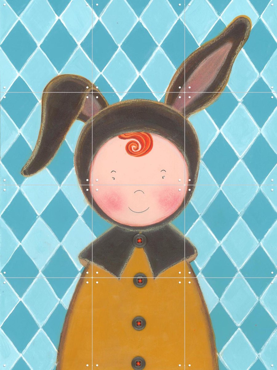 IXXI Hazenkind, Desirée van Hattem - 60 x 80 cm - Gratis ophangtool - Grote wanddecoratie en posters - Kleurrijk, Kinderkamer, Kinderen