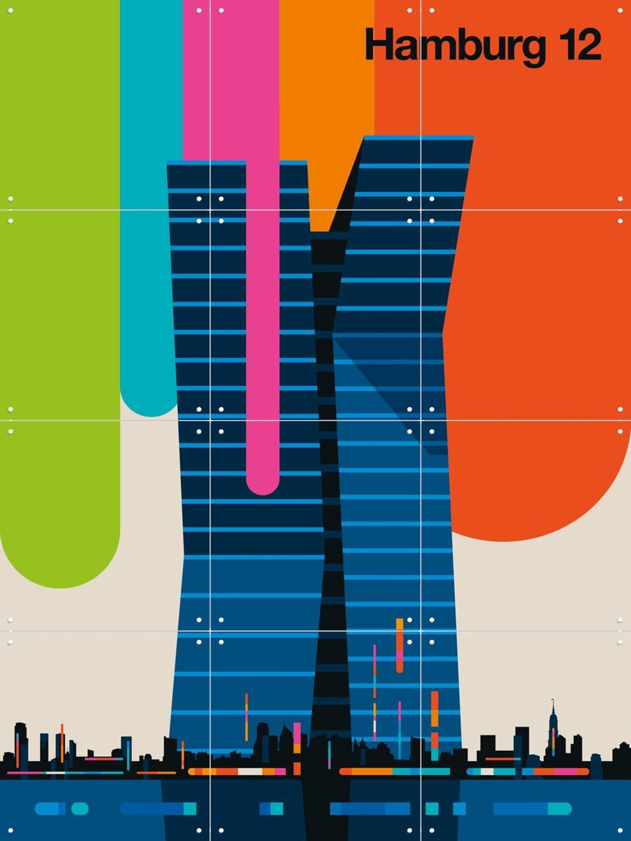 IXXI Hamburg 12, Bo Lundberg - 60 x 80 cm - Gratis ophangtool - Grote wanddecoratie en posters - Geometrische Kunst, Illustraties, Grafisch Ontwerp