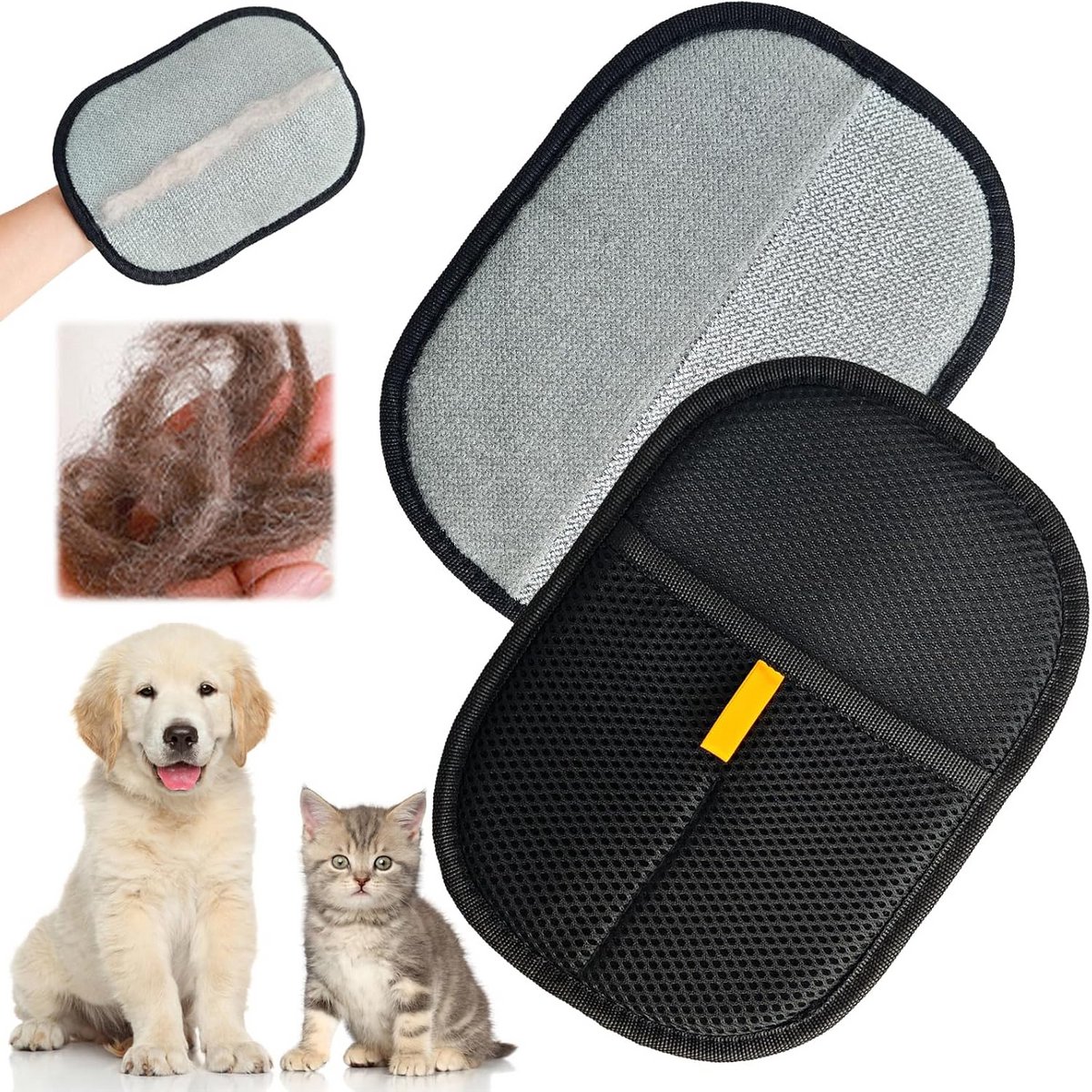 2 Pak Dubbelzijdige Huisdier Verzorgingshandschoenen voor Katten en Honden