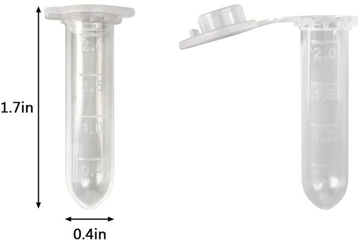 200 Stuks 2ml Centrifugebuisjes Polypropyleen Gradueel Micro Reageerbuisjes met Snapdop