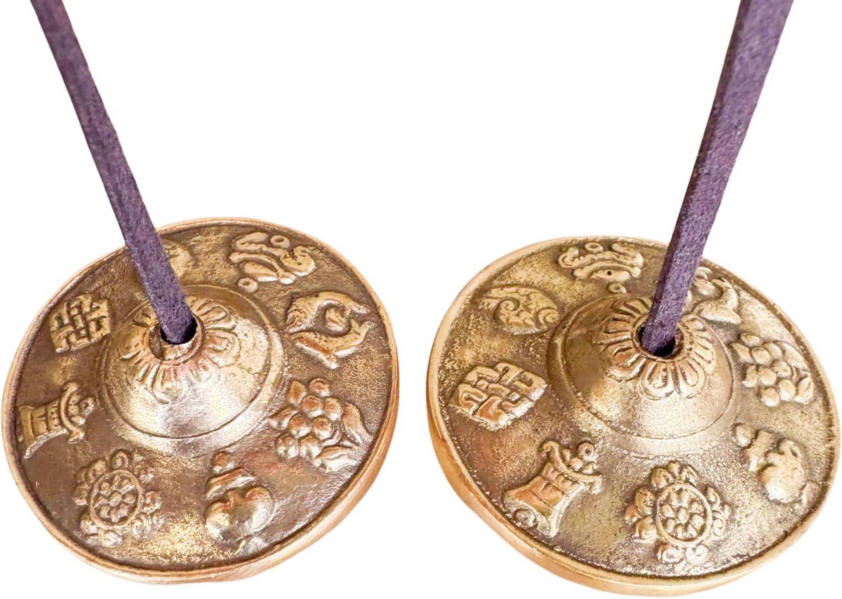 Set Tibetaanse Tingsha Bekkens 6,6 cm - Bronzen Meditatieklokken met Draagtas