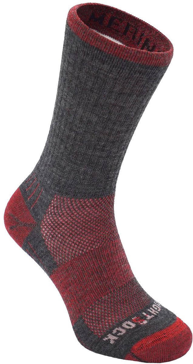 Wrightsock Escape Merino Crew Vuurrood/ 37-41 Grijs