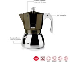 Espressomachine van Gegoten Aluminium voor 3 Kopjes, Geschikt voor Inductie
