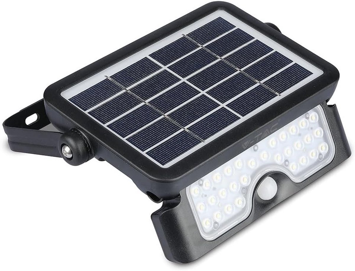 LED Solar Schijnwerper met Bewegingssensor - 5W - 500 Lumen - Neutraal Wit Licht