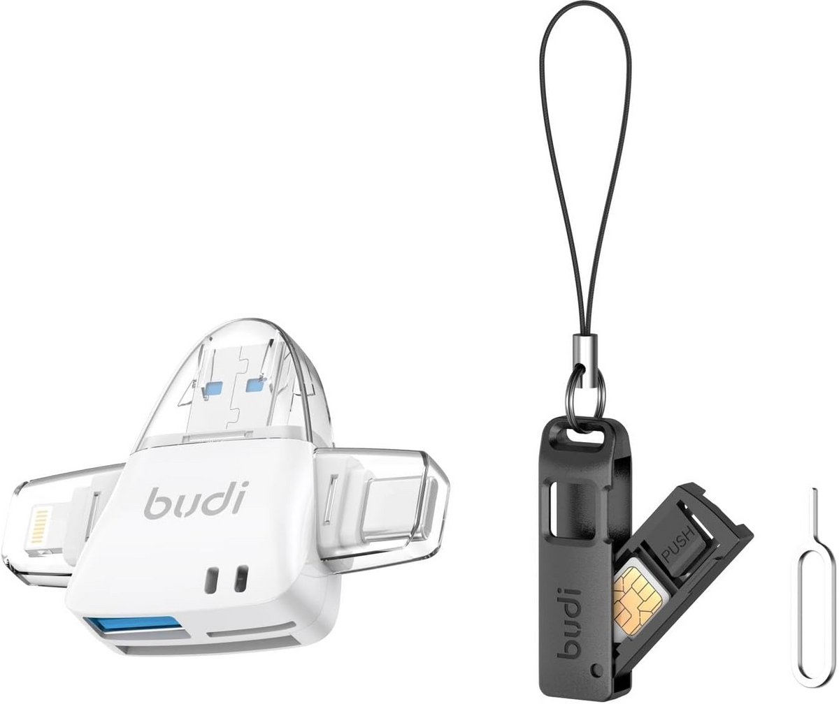 6-in-1 Kaartlezer met SIM Eject Tool en SIM/TF Kaart Opslag Box