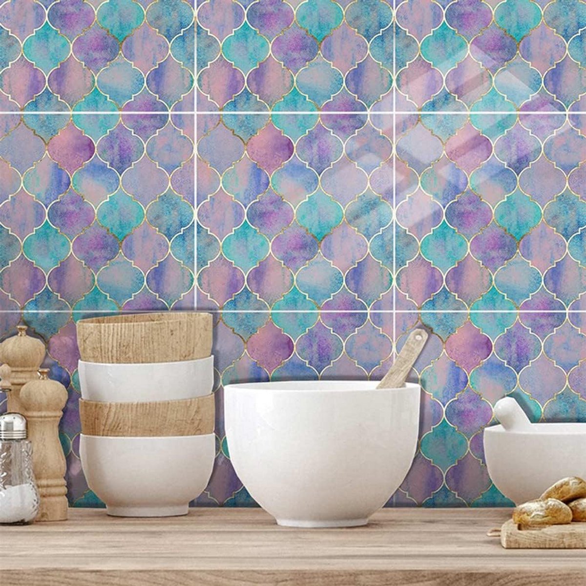 Mozaïek Tegelstickers 12 Stuks Zelfklevend voor Badkamer en Keuken Decoratie 15x15cm