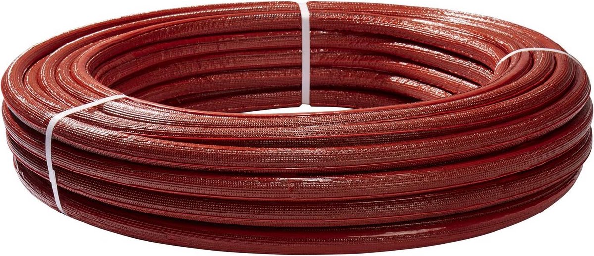 Meerlaagse Aluminium Composietbuis 20x2 mm Rood Geïsoleerd 50 Meter DVGW Keurmerk