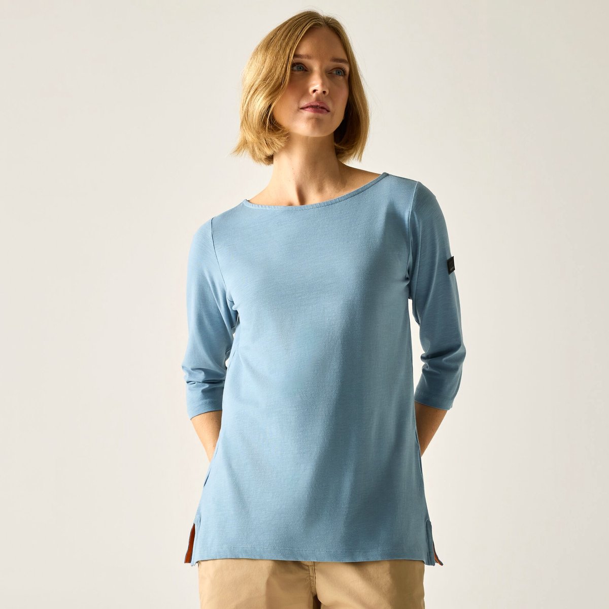 Dames Pevia T-shirt met 3/4 mouwen en relaxte pasvorm Blauw