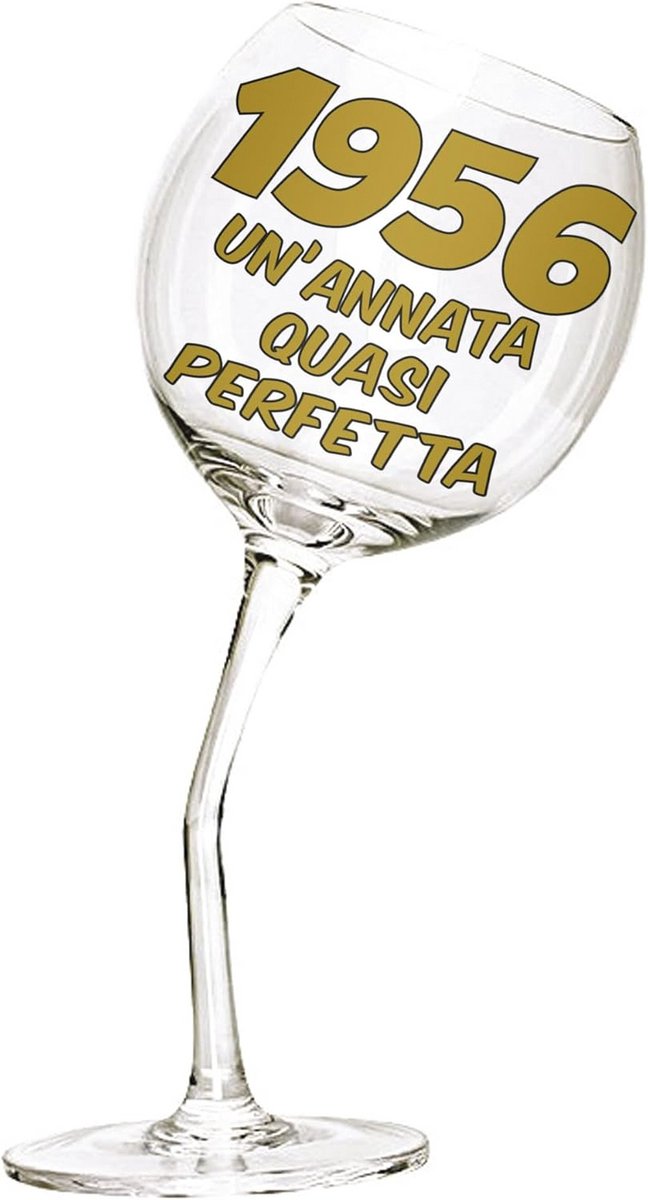 Scheef Wijnglas Cadeau 70e Verjaardag - Kado voor man/vrouw - Origineel en Grappig 440 ml