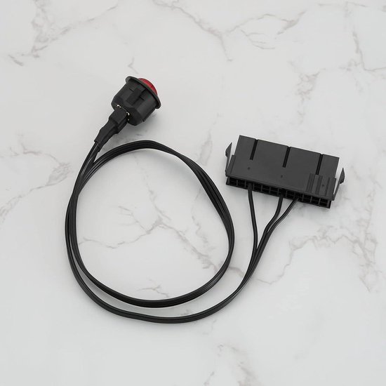 COMeap 24-pins ATX Power Switch Kabel – Met Rode LED En Gevlochten Mantel (55 Cm)