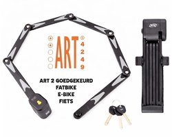 VINZ Lhotse ART 2 Vouwslot - Fietsslot - Goedgekeurd Elektrische Fiets & Fatbike - Licht ART 2 Slot - 95cm