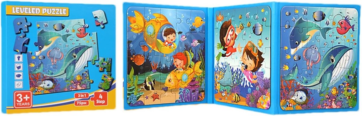 Magnetisch Puzzelboek - Educatief Speelgoed - Reizen Spellen - Zachte Magneten - 18x18cm - Onderwaterwereld