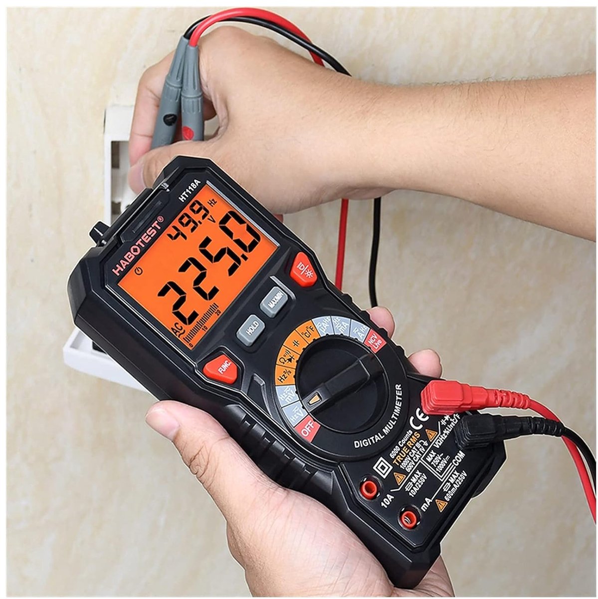 Digitale multimeter - Tester Transistor Ohm - Elektrische metingen - 4000 Tellingen LCD - 204 x 39 x 24.4mm