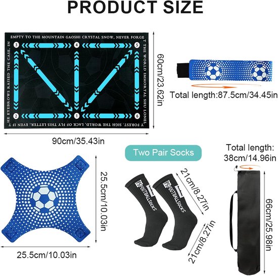 Voetbal Trainingsmat - Voetbal Oefenmat - Balcontrole Verbeteren - Compleet Trainingspakket - 90 x 60 cm - Blauw — afbeelding 5