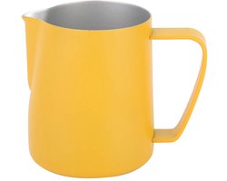 Koffiekan Roestvrijstaal - Melkopschuimer Kan - Latte Art Maken - Grote Capaciteit 600ml - Diameter 9cm Hoogte 11cm - Geel