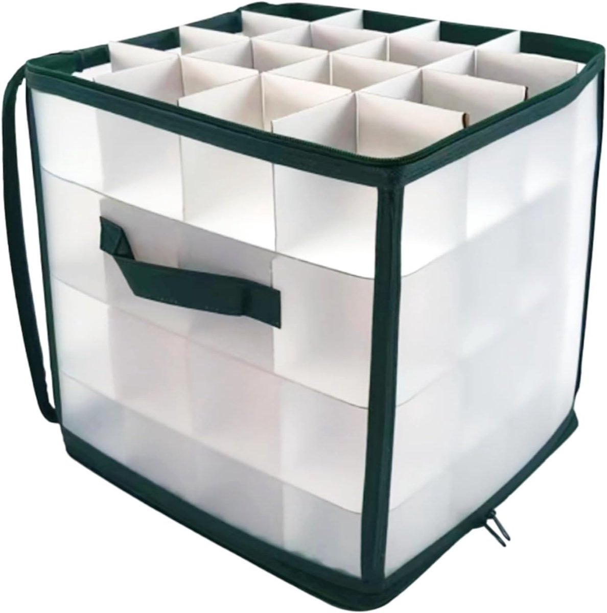 Kerstopbergtas - Decoratiecontainer - Feestdagen opbergen - 64 vakken - 30x30x30 cm - Groen