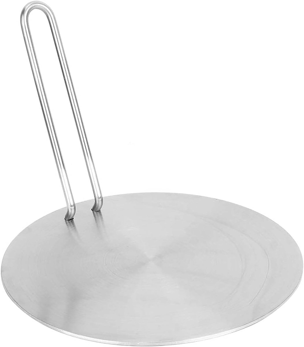Inductie Adapterplaat Warmteverdeler Plaat Koken op Inductie Afneembare Handgreep 24 cm Diameter Zilver