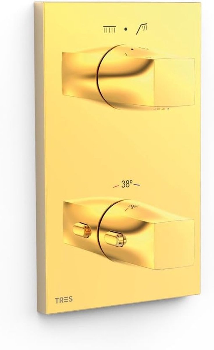 Thermostaatkraan Onderdeel - Inbouwdeel Thermostaat - Douche Installatie - Zichtbaar Onderdeel - Goud 24K