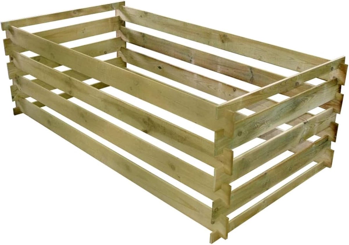 Houten Compostbak - Composteerbak Tuinafval - Afval Verwerken - Groen Geïmpregneerd Grenenhout - 160x80x58 cm - Natuurlijk Hout