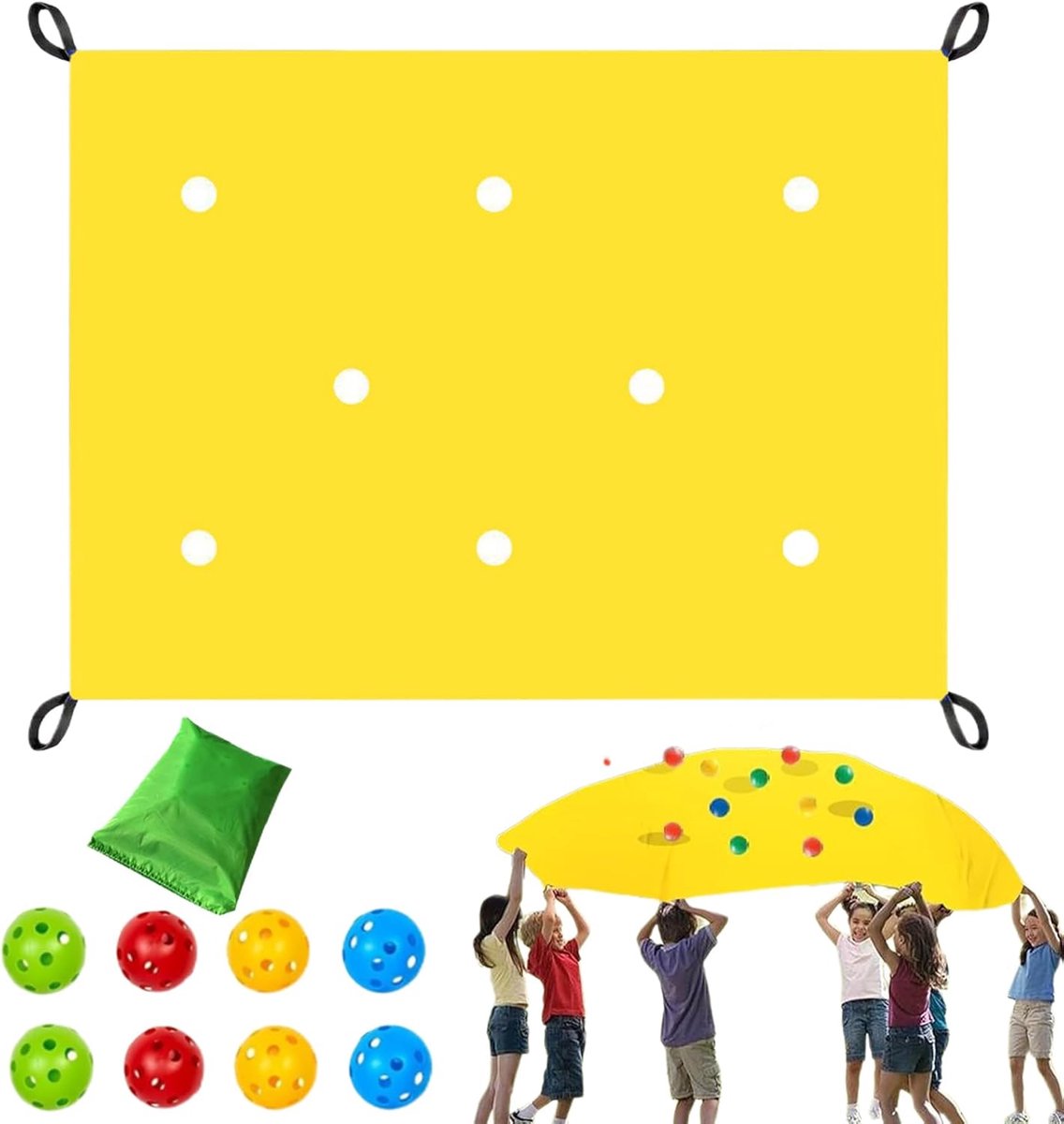 Groepsspel - Teambuilding activiteit - Samenwerken stimuleren - Voor 8-20 deelnemers - 216x145x1 cm - Geel