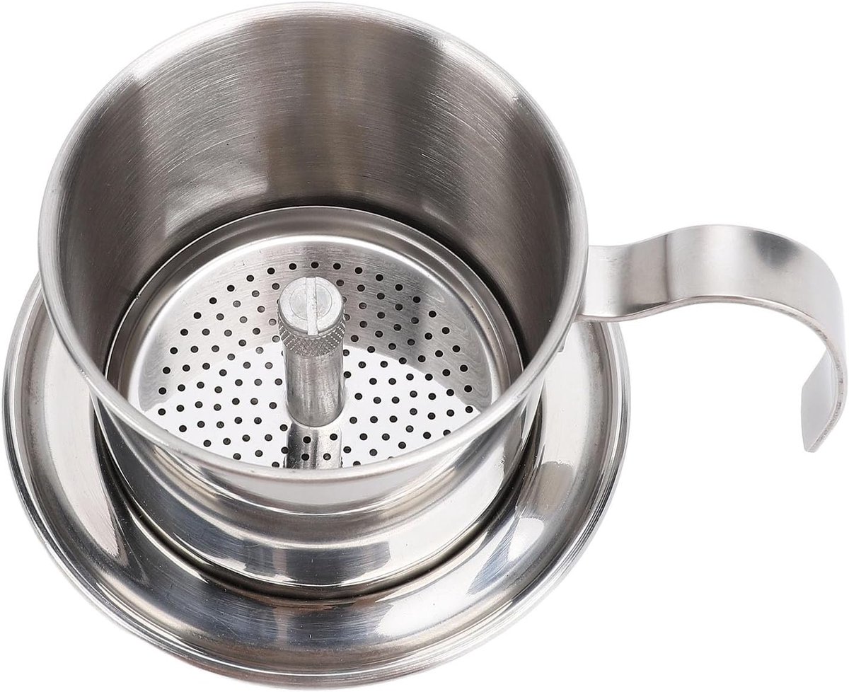 Vietnamese Koffiemaker - Draagbare Koffiefilter - Thuis Reis Kantoor - Uniek Druppelontwerp - 13 x 11 x 9 cm - Zilverkleurig