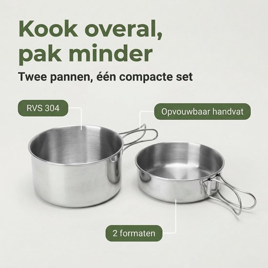 Lomera Camping Pannenset - Camping Pannen - Kampeer Pannenset - Kampeer Pannen - Pannenset Kamperen - Camping Kookset - Kampeer Kookset - Camping Kookgerei - Camping Pan Set - Pannenset Outdoor van Merkloos — afbeelding 2