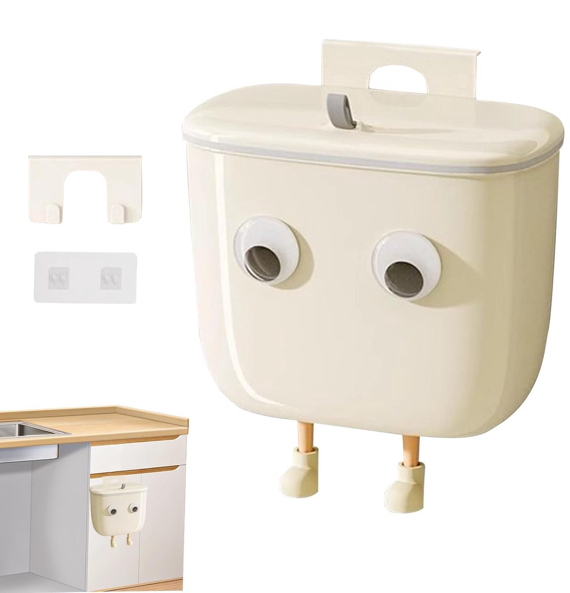 Wand Prullenbak - Afvalbak Keuken - Ruimte Besparen - Met Decoratie - 13L Capaciteit