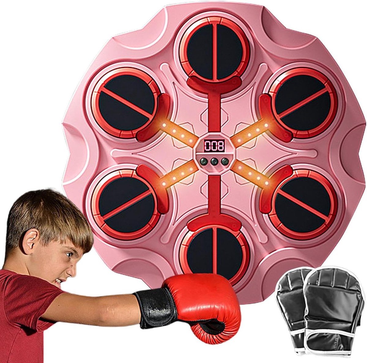 Muziek Boksmachine - Indoor Trainingsapparaat - Thuis Boksen - Slimme Wandmontage - 34.5 x 35 cm - Roze