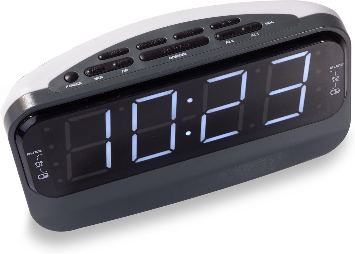 Digitale Wekker - Tafelklok - Wakker Worden - LED Display - 19 cm breed - Zwart